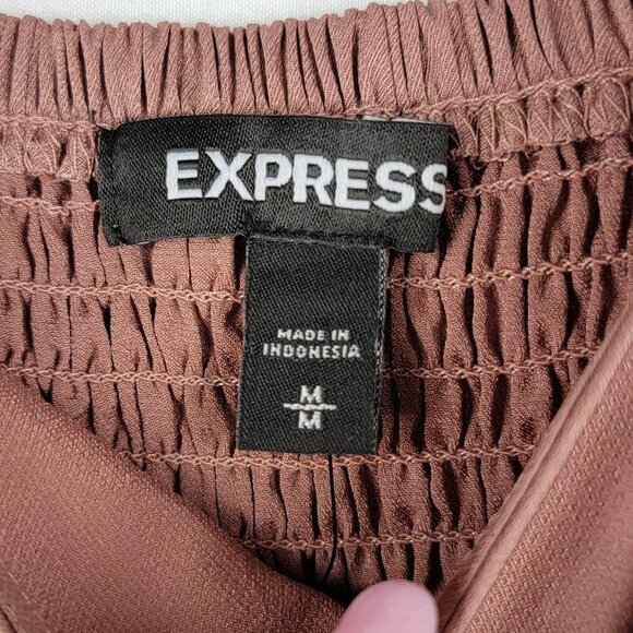 Express Tie Shoulder Ruffle Hem Fit And Flare Dress Womens Size Medium Rose Pink - Picture 7 of 10